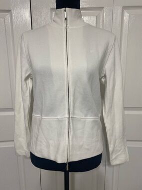 Faconnable cream front zipper sweater size xs